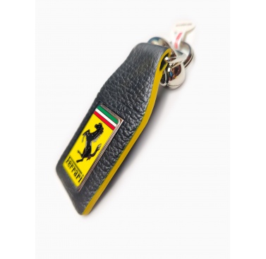 Ferrari Schlüsselanhänger Leder Gelber Rand Leather Key Fobs Yellow Edge 70006151