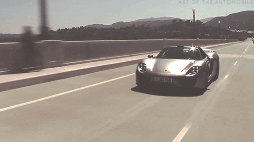 Porsche 918 Spyder across the highway
